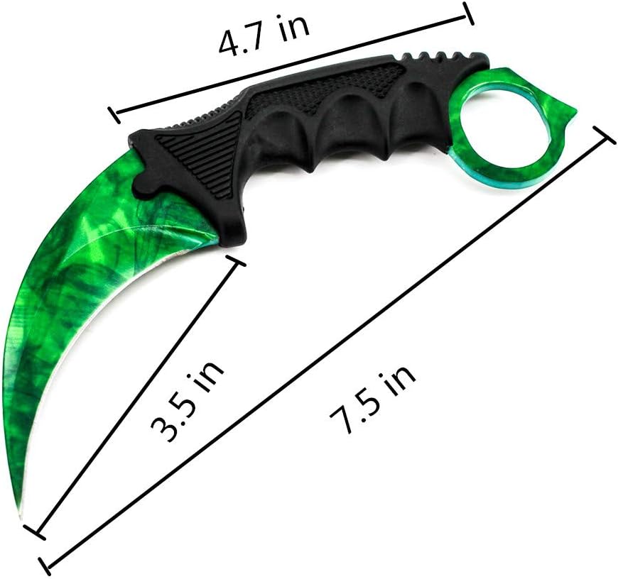WeTop Karambit Knife, Stainless Steel Fixed Blade Tactical Knife, CS-GO for Hunting Camping Fishing Self Defenses and Field Survival, with Sheath and Cord(Emerald)