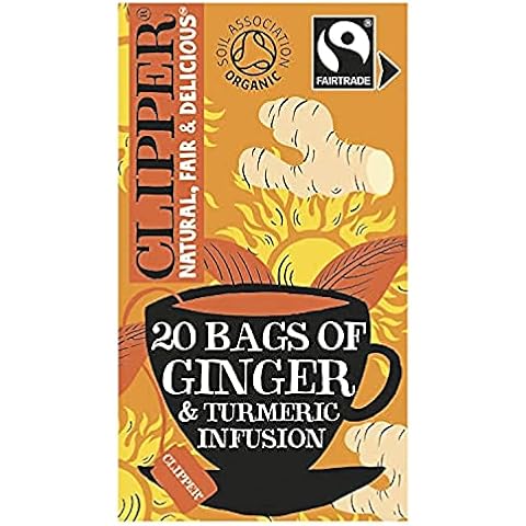 Clipper Organic Restoring Roots Ginger & Turmeric Tea Bags | 20 Tea Infusions in Envelopes | Caffeine Free Teabags | Fairtrade Herbal Tea Bags | Natural, Unbleached Plant-Based & Biodegradable Sachets Cover