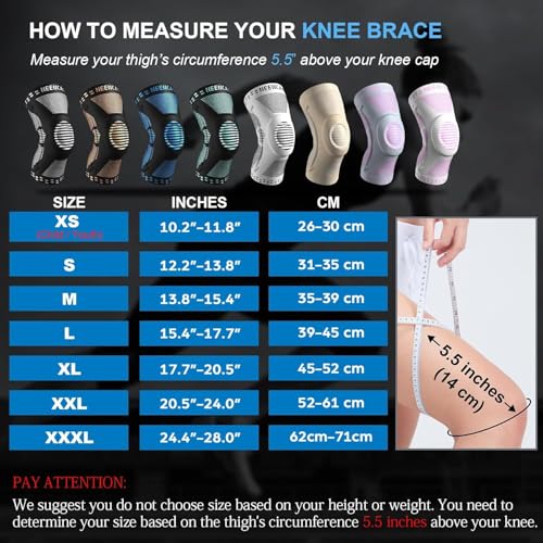 Image of NEENCA Professional Knee Brace, Compression Knee Sleeve with Patella Gel Pad & Side Stabilizers, Medical Knee Pad for Running, Workout, Arthritis, Joint Recovery - Single (Blue, XXL)