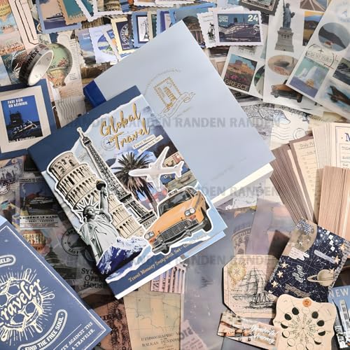Image of RANDEN Global Traveler Journaling Kit, 346PCS Vintage Scrapbook & Stationery Set with Aesthetic Stickers, Ephemera Pack and Journal Supplies for Bullet Journals, Planners, Albums & Creative Crafts (GLOBAL TRAVELER)
