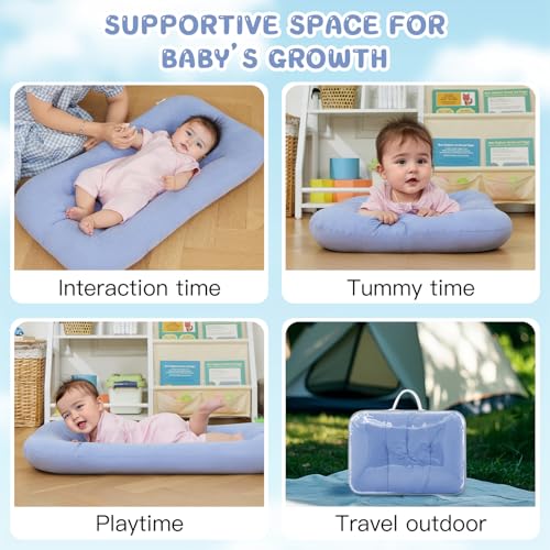 Image of Baby Lounger for Newborn, Bionic Design Baby Lounger, Soft Organic Cotton Breathable Lounger for Infants 0-24 Months (Blue)