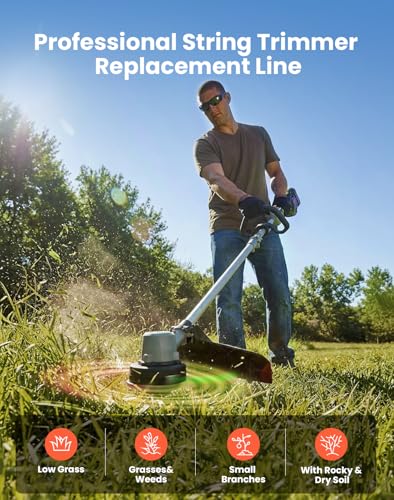 Image of Eventronic 4 Pack AL2420PD Replacement Twisted Trimmer Line Compatible with All EGO 15-Inch String Trimmers Weed Eater, Dual Color Pre-Cut 0.095 inch 56Ft Weed Wacker String line for EGO Trimmers String