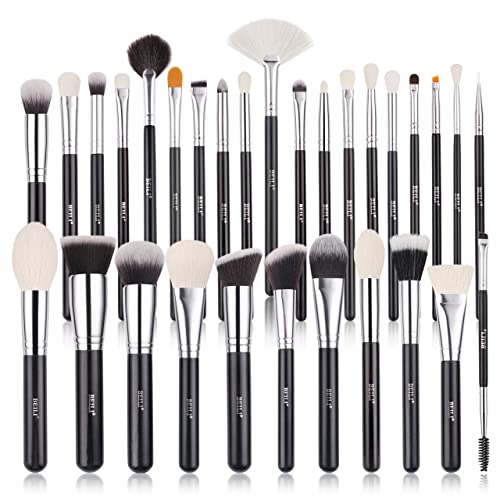 COSLUXE BEILI Professional Makeup Brush Set, 25pcs Beauty Cosmetic Foundation Face Powder Concealer Blush Eye Shadow Blending Eyebrow Eyeliner Tools Kit Premium Natural-Synthetic Hair Brush set (B 25 – S02)