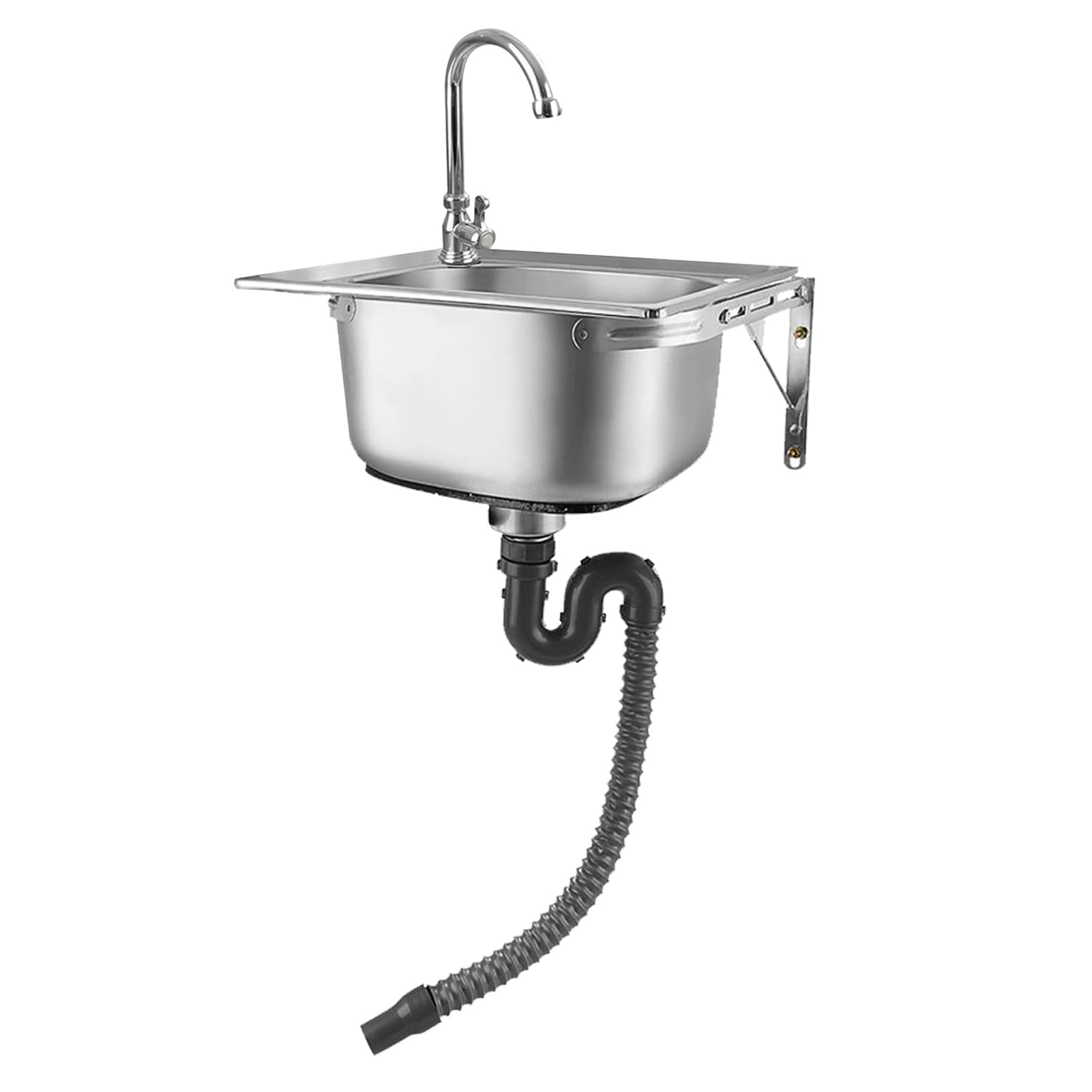Lavello da Cucina,lavello Cucina a Parete in Acciaio Inox Una Vasca con Rubinetto e Tubo di Scarico,lavabo Commerciale per Lavanderia,Ristorante,Bagno (42x38x18)