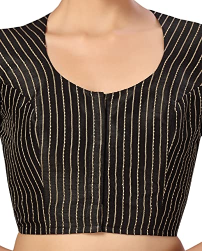Image of Studio Shringaar Womens Polyester Short Sleeves Handloom Silk Saree Blouse