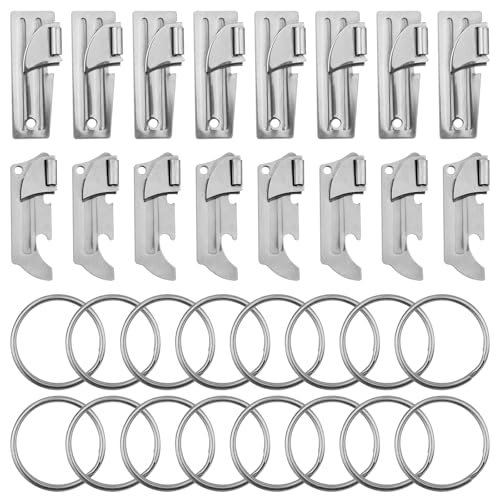 16pcs P51 and P57 Can Openers, 2 Styles Stainless Steel Military Can Opener with Key Rings Manual Camping Can Opener Portable Practical Emergency Army Can Opener for Outdoor Travel Camping