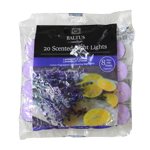 20pc Scented Tealights Night Candle Lavender Lemon 8hrs Burning Time by Baltus