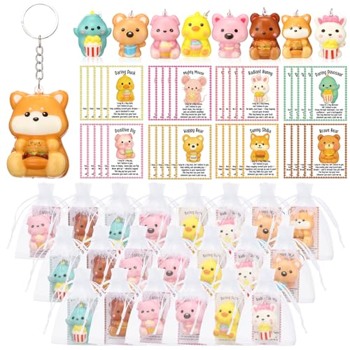 Kenning 40 Sets Christmas Animal Squeeze Stress Ball Keychains with Positive Cards Inspirational...