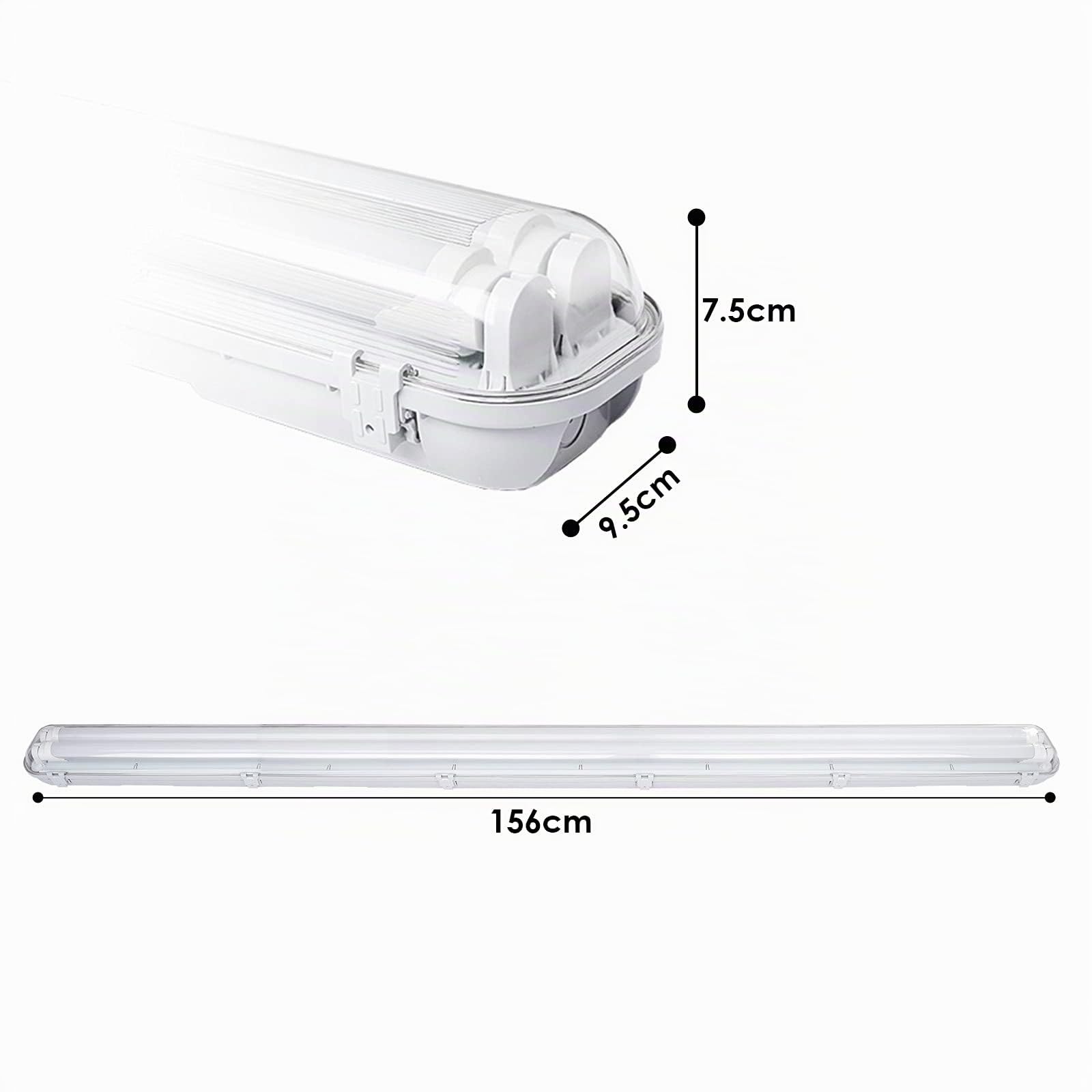 Sonnewelt LED Feuchtraumleuchte 150cm 4er 6000K Kaltweiß 2x 24W Röhre 4800lm IP65 Wasserfest T8 Werkstattlampe Röhrenlampe Komplett Wannenleuchte Leuchte für Garage Keller Büro Warenhaus