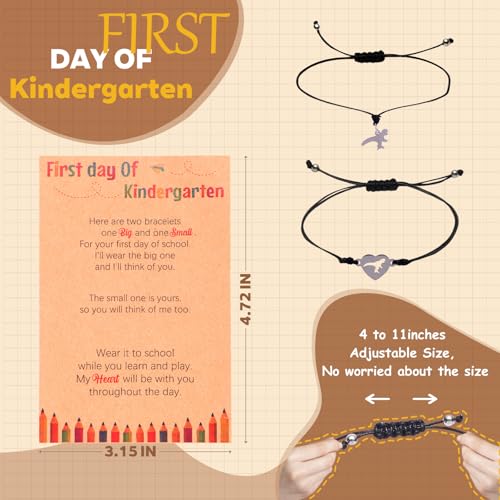 First Day of Kindergarten Bracelet, Back to School Mommy and Me Bracelets, Matching Courageous Dinosaur Theme Bracelets Set, Adjustable Bracelet for Boys Girls Gifts Stuff Bulk3