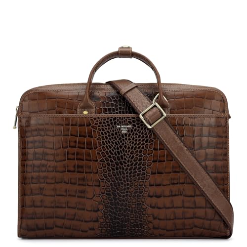Image of Da Milano Leather Laptop Bag - Fits Upto 15 inch Laptop (SL-10051M-B)
