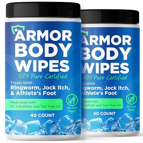 Body Wipes with 1% Tolnaftate &amp; Tea Tree Oil for Jock Itch Relief 80 Wipes