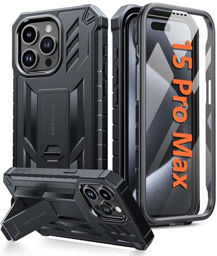 Coque iPhone 15 Pro Max antichoc avec support intégré pour protection intégrale 360
