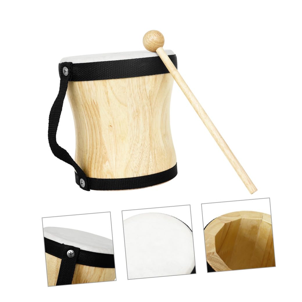 Tamburo a Mano Bongo Nero in Legno e Pelle di Pecora per Ragazzo Ragazza | Percussione Educativa, Supporto al Ritmo e Coordinazione, Pezzo da Collezione dal Design Unico