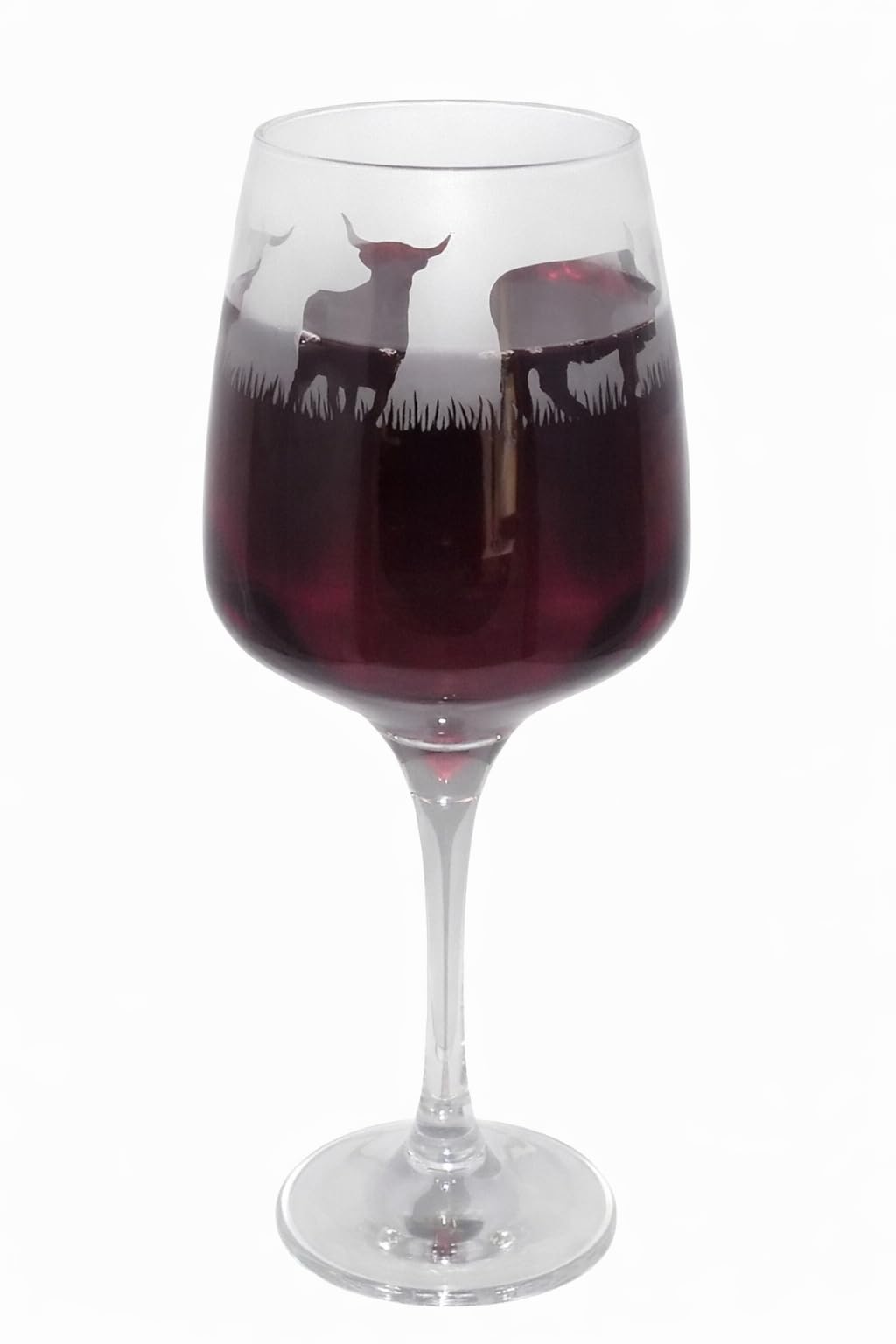 Beautiful 'Highland Cow' Hand Etched Stemmed Wine Glass - Lovely Highland Cow Gift!