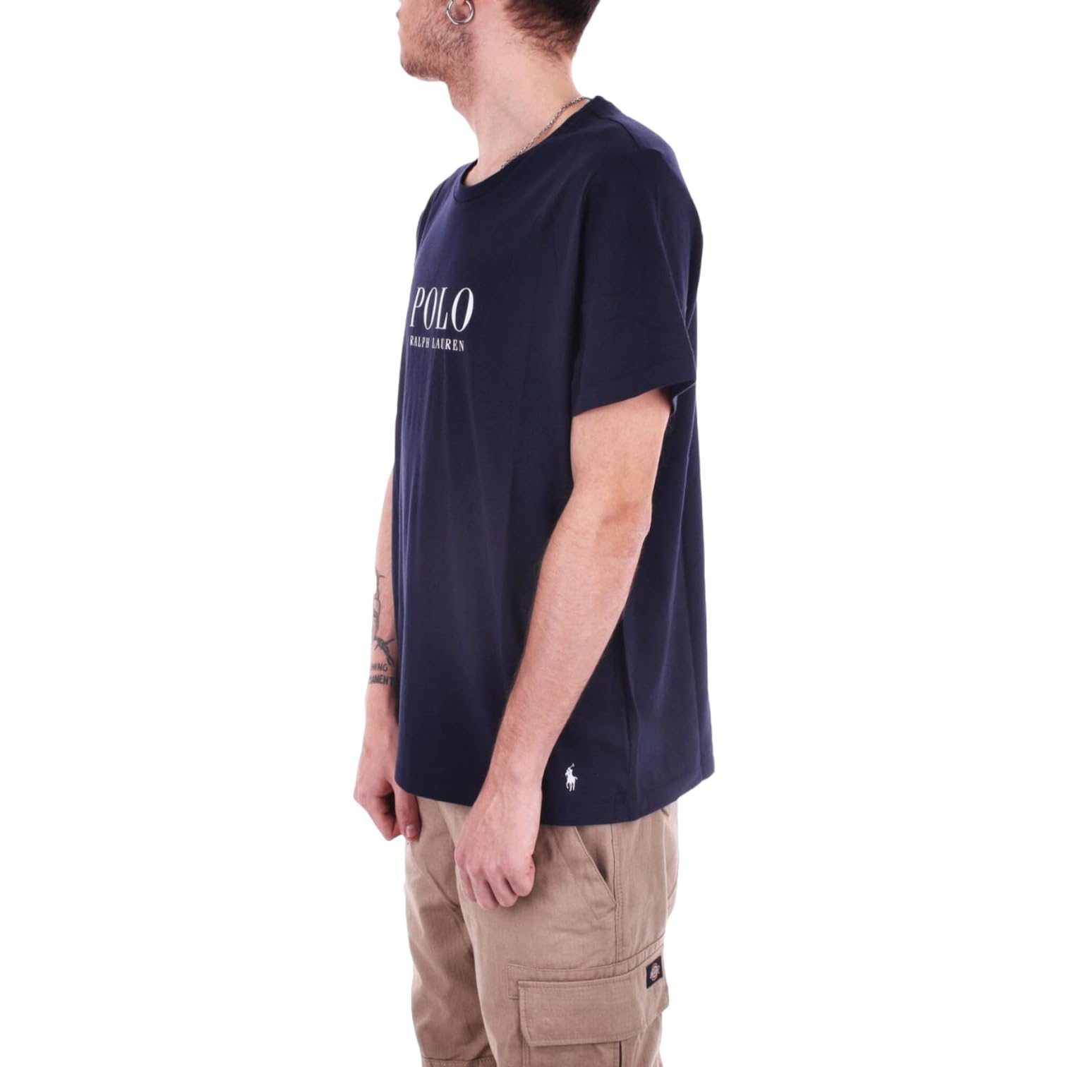 Ralph Lauren T-Shirt Uomo Blu T-Shirt Casual con Stampa Logo L