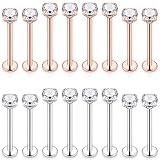 Ovxznts 14G Cheek Piercing Jewelry Stainless Steel Ashley Piercing Lip Jewelry Crystal Internally Th
