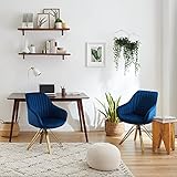 Volans Mid Century Modern Swivel Accent Desk Chair with Hollow Brushed Gold Plated Legs, Home Office...