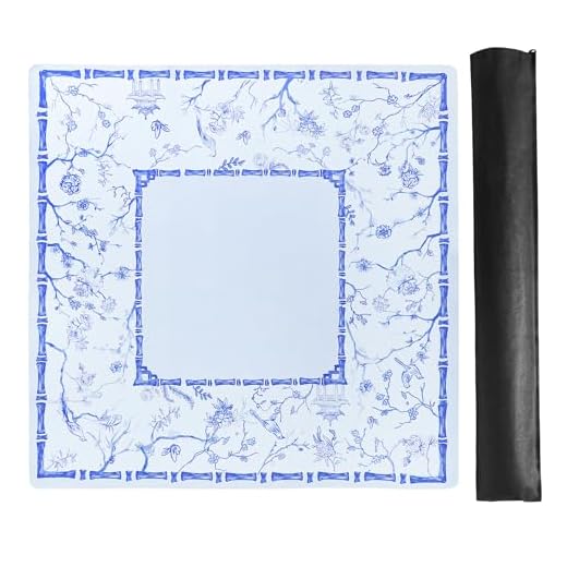 TIASUSAN Large Blue Mahjong Mat (31.5” x 31.5”) with Black Carrying Bag, Anti-Slip, Noise-Reducing Table Cover for Mahjong, Poker, Board Games, Dominoes, and Card Games