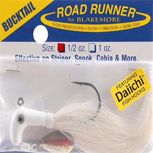 Bucktail 1/2oz blanc leurre jig pour bar et poisson carnassier