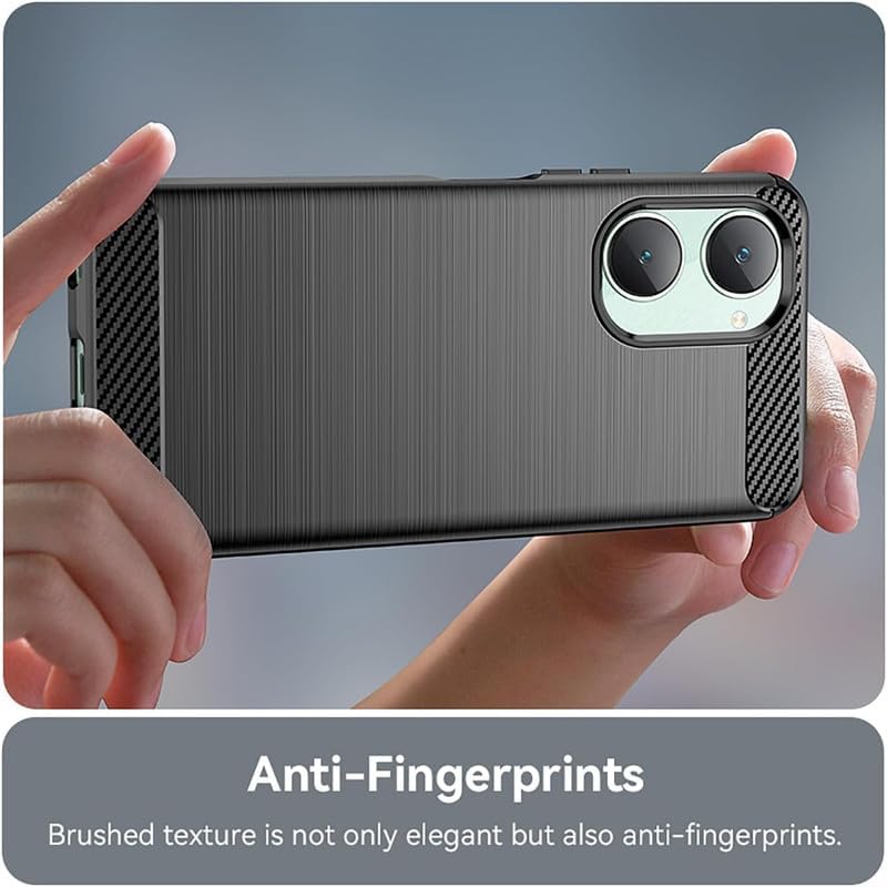 Image of NPRC Hybrid Ultra Slim Protective Case TPU Non-Slip Carbon Fiber Texture Shockproof Case Cover for Vivo Y03 - Black