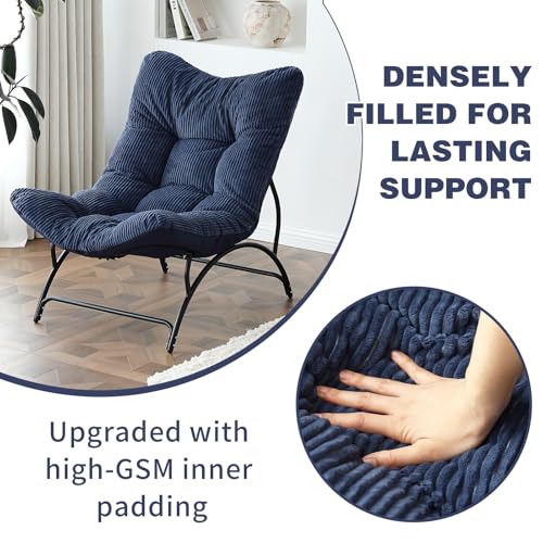 Sillón Plegable Terciopelo Azul marino miniatura 4