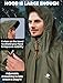 ANYOO Hooded Rain Poncho for Adults Waterproof Lightweight Rain Coats for Men Women Reusable Rain Jacket for Emergency Camping Outdoor Activities(Army Green) One Size