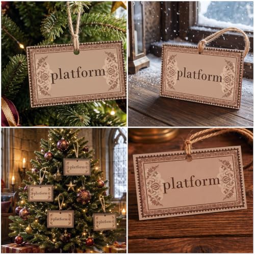 Image of Soulchen 12 Pcs Magical Wizard Party Decor Platform Hanging Christmas Ornament Gifts Vintage Platform Wood Hanging Sign for Xams Tree Room Office Home Birthday Party Supplies