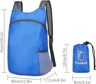 Ultra Lightweight Foldable Backpack,Waterproof Lightweight Backpack,Packable Daypack for Men Women Hiking Travelling Camping Sports Outdoor Black