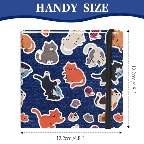 Image of 4.8 inch Pocket Sketch Book,80gsm Hardcover Art Sketchbook for Drawing Journal | Cloth Cover,80gsm Blank Paper,96Sheets,Lay-Flat,Portable Travel Creation Paint Diary Memo Planner,Dry MediaLine Ball Cat