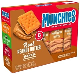 Munchies Peanut Butter Sandwich Crackers, 1.42 oz, 8 Count boxes (Pack of 6)