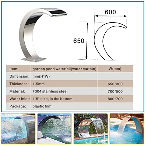 Outdoor Stainless Steel Waterfall Fountain for Garden, Patio & Pool Decoration - 80cm x 50cm Modern Water Feature for Ponds, Swimming Pools & Landscapes