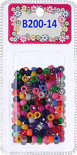 Assorted Color Design 180 Pieces Plastic Beads 6 x 7 mm for Braid Hair for Girls (Mix 2)