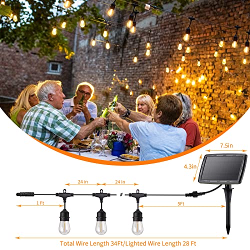 Solar String Lights Outdoor - 34Ft 15 Led Patio Lights, Usb & Solar Powered Outdoor String Lights With 4 Lighting Mode, Ip65 Waterproof Garden String Lights For Outside Cafe Yard Bistro, Warm White #TOP3