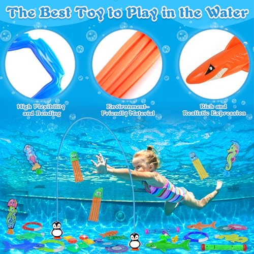 Miniatura 5 de Zlpbao 45pcs Juguete De Buceo Para Niños, Juguetes De Buceo En Piscina, Para Nadar Bajo El Agua Conjunto Para Niños, Natación Subacuática, Juguetes Para Nadar Bajo El Agua