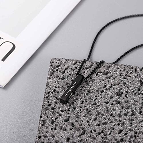Personalized Men Necklace - Custom Chains For Men - Black 3D Bar Name Necklace - Gift For Dad, Husband, Boyfriend #TOP2