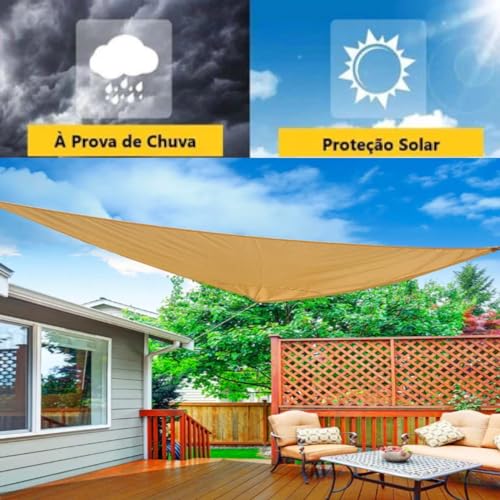 Genérico, Tela Toldo Sombreamento Multiuso 3x3x3 Areia +Kit Instalação