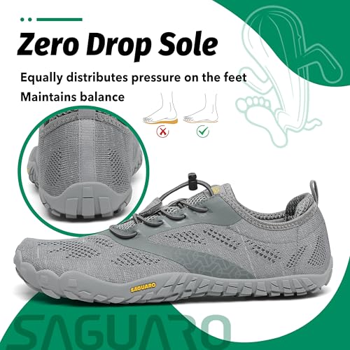 Miniatura 6 de Saguaro Hombre Mujer Zapatillas Barefoot Minimalistas Calzado De Training Ligeras Cmodas Para Caminar Senderismo Ciclismo Trail Running Trekking Playa Agua, Gris, 42 Eu