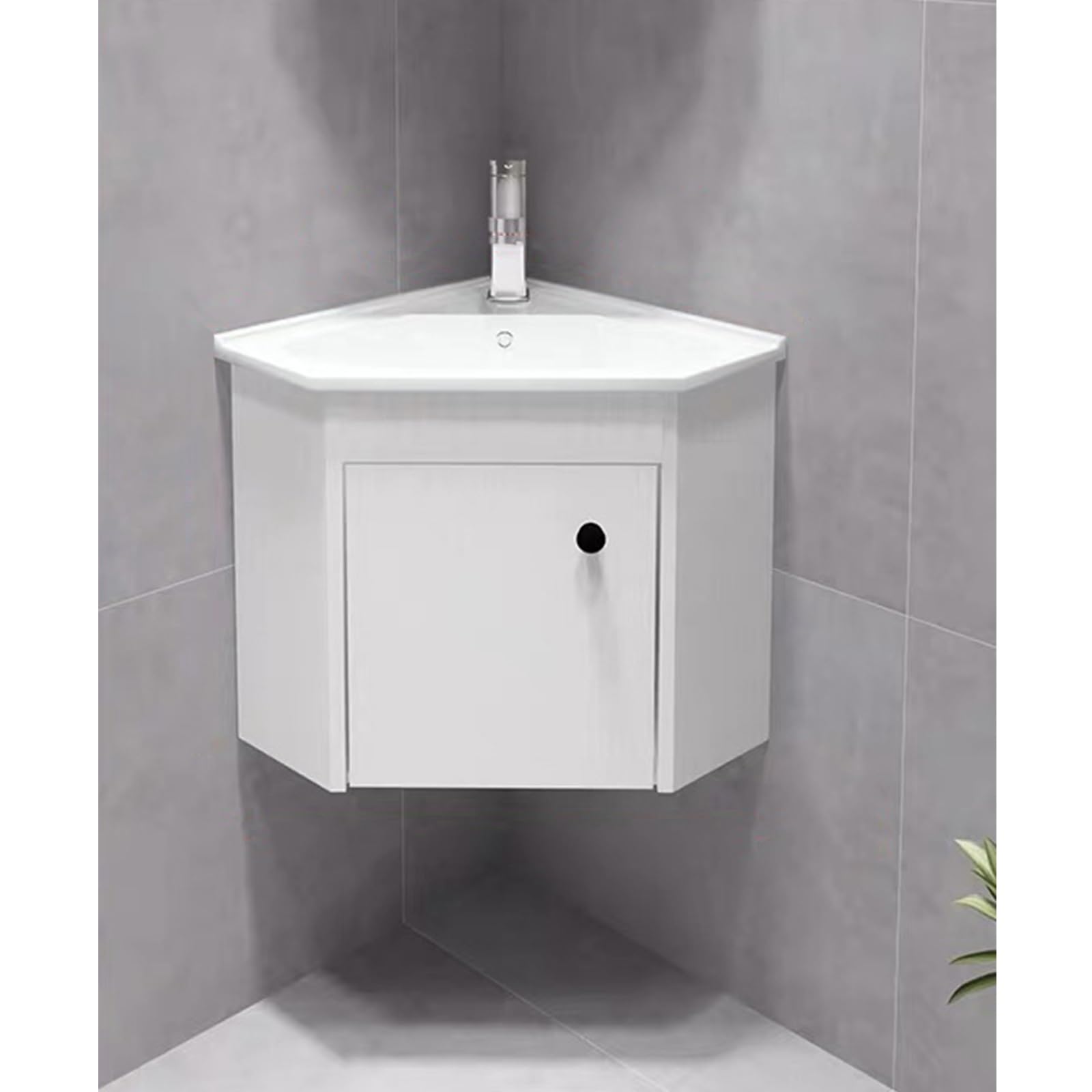 DFGHNBVC Space-Saving Wall-Mounted Bathroom Vanity Set With Ceramic Sink, Chrome Faucet Drain For Compact Areas,White - 38X38Cm