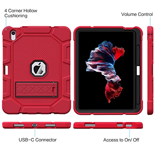 Image of Azzsy Case for iPad 10th Generation 10.9 Inch 2022, Heavy Duty Shockproof Rugged Protective Case for iPad 10.9 Inch 2022 Release, Red