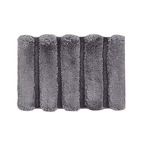 Madison Park Tufted Pearl Channel Absorbant Quick Dry - Washable Bath Mat, Casual Solid Shower Bathroom Rug, 17X24, Grey #TOP1