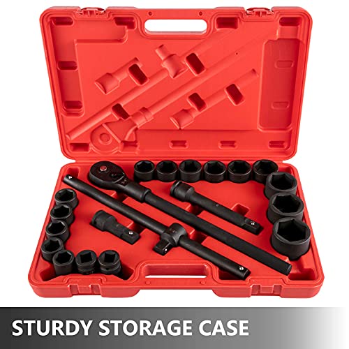 Vevor Impact Socket Set 3/4 Inches 21 Piece Standard Impact Sockets, Socket Assortment 3/4 Inches Drive Socket Set Impact Standard Sae Sizes 3/4 Inches To 2 Inches Includes Adapters And Ratchet Handle #TOP5