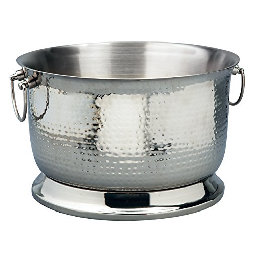 Elegance Silver 72622 Double Wall Hammered Stainless Steel Party Tub, 5 gal