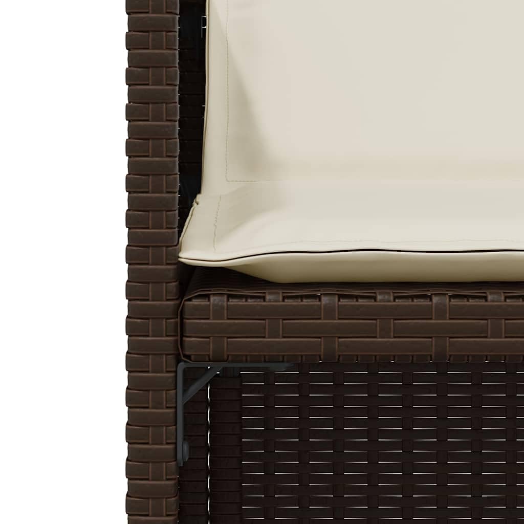 Set da 3 pezzi da bistrot con cuscino, marrone, polyrattan, sedie pieghevoli, tavolo in vetro, resistente ai raggi UV, per giardino, balcone, terrazza, set di mobili da esterno confortevole