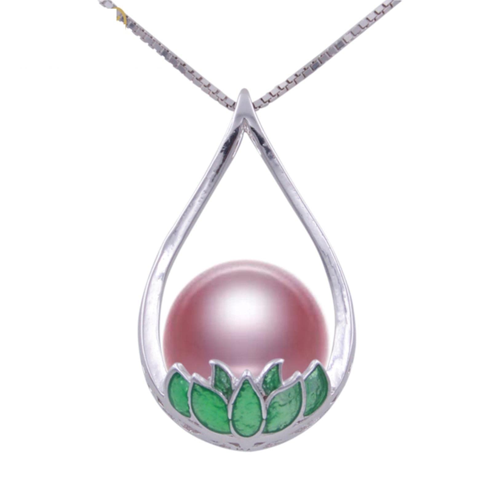 Collier perles d'eau douce 10-11 mm et pendentif en argent 925 émaillé de style ethnique - 3