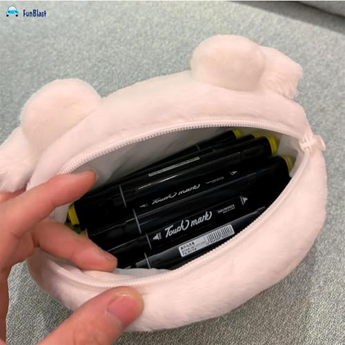 Image of FunBlast Fur Pencil Pouch for Girls - Cute Cartoon Multi-Purpose Zipper Case for School Kids, Cosmetic Pouch for Girls, Travel Organizer Bag, Pouches for School /Office (Pink)