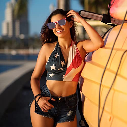 YQVIE 4 Pair American Flag Sunglasses Retro 90s Sunglasses in Bulk for Men Women Independence Day Party Supplies UV400 Protection (4Mix)2