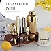 Mixology & Craft Cocktail Shaker Set with Dark Bamboo Stand - Professional 10-Piece Bartender Kit - Complete Bar Set & Cocktail Mixer Kit for Home (Gold)