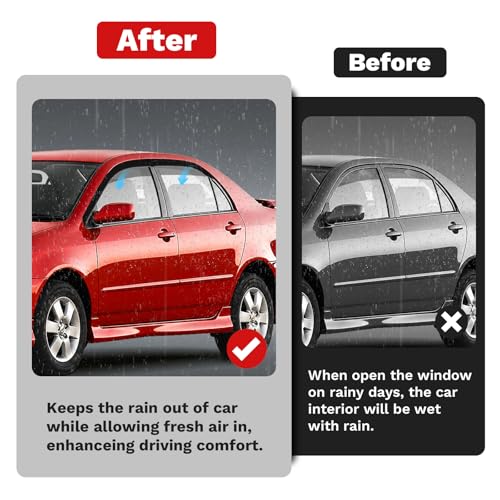 Image of Canvcle Corolla Rain Guards - Window Visors for Toyota Corolla 2003-2008, Outside-Mount Tape-On Side Window Wind Deflectors for Corolla Accessories, Vent Visors Shades Rainproof 4PCS
