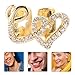 CAXUSD Rhinestone Double Heart Copper Tooth Grill Cap Comfortable Fit for Men Women Fashion Jewelry Costume Mouth Teeth Accessory for Parties Performances Daily Wear